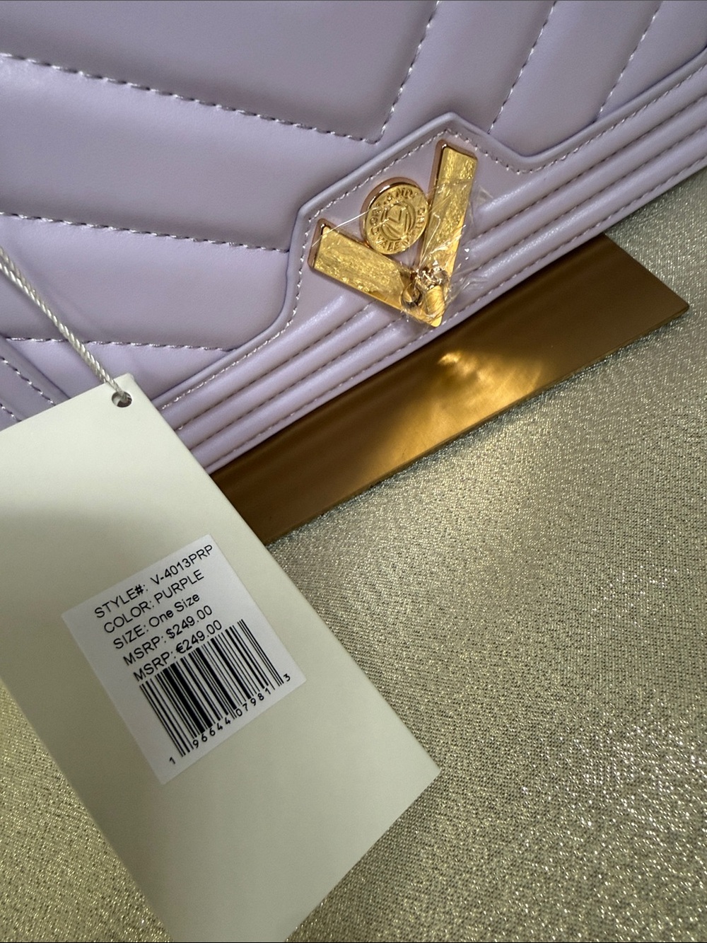 Valentino Orlandi Lavender Quilted Shoulder Bag with Gold Chain - New - Picture 2 of 2